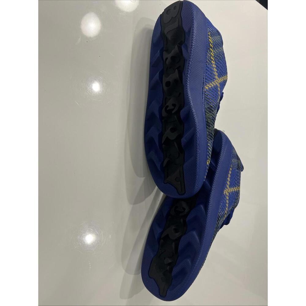 NIB BURBERRY BOX NAVY BLUE CHECK CANVAS LOGO PLATFORM SNEAKERS 11 US 44 ITALY - Picture 13 of 16